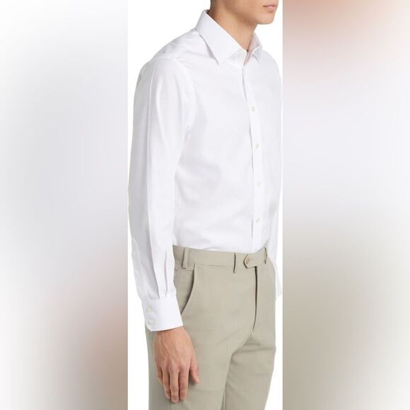Charles Tyrwhitt Slim Fit Non-Iron Solid Royal Oxford‎ White 17/36 NWT IN PKG - Picture 4 of 9